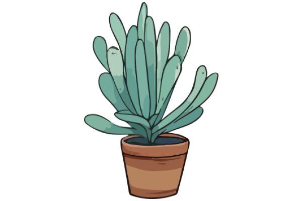 A Digital Illustration of a Potted Cactus