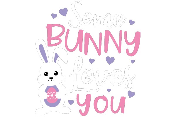 A Playful Easter Greeting with a Bunny and Pink Heart