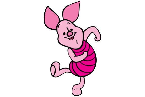 A Pink Cartoon Character with Big Ears and a Happy Expression