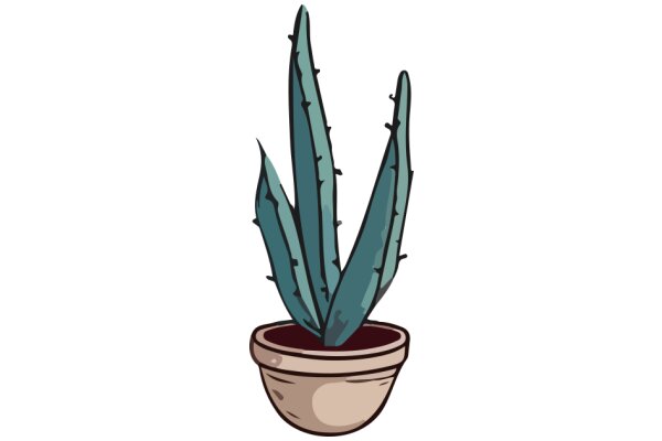 Digital Art: A Stylized Illustration of a Cactus in a Pot