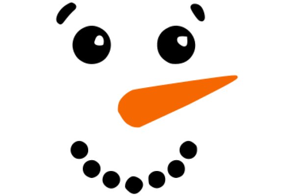 A Smiling Cartoon Character with a Carrot Nose and Dots for Eyes