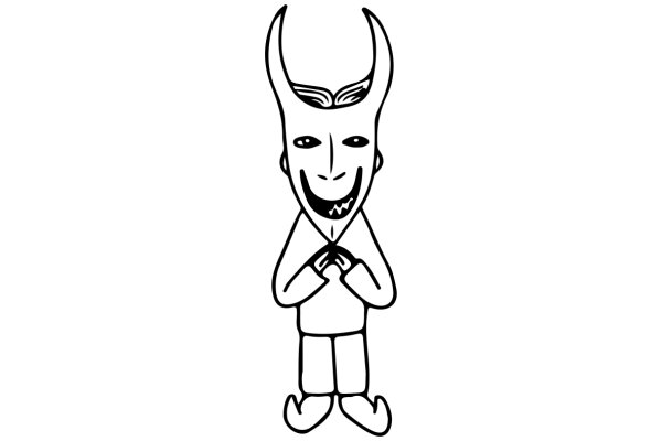 A Whimsical Character: A Smiling Face with Horns and a Cloak