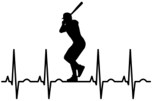 Silhouette of a Baseball Player with an EKG Heartbeat Line