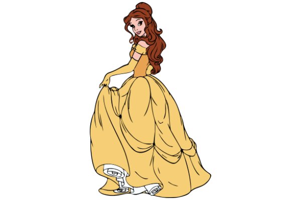 A Stylish Illustration of a Woman in a Yellow Dress