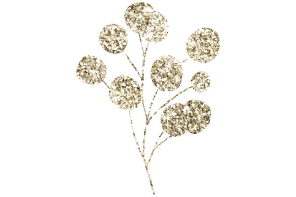 Whimsical Botanical Art: A Stylized Branch with Gold-Tinted Spheres