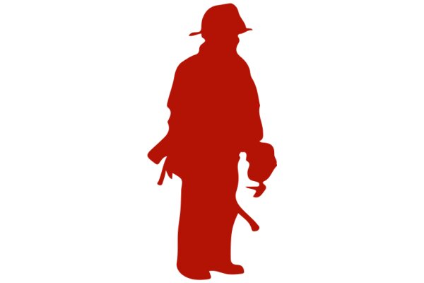 Silhouette of a Person with a Hat and a Bag