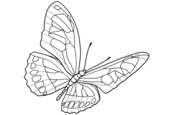 Stylized Butterfly Line Art