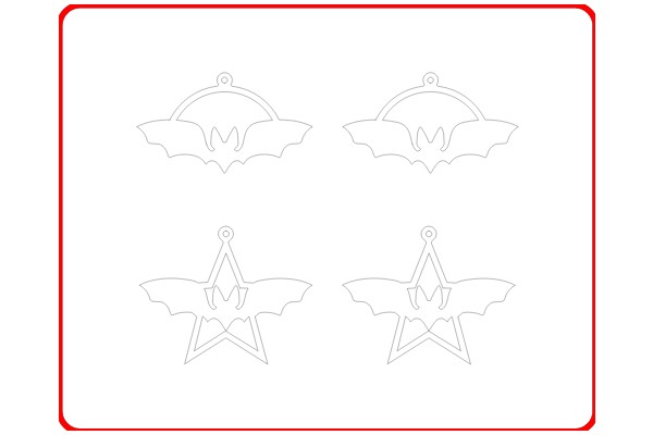 A Collection of White Bat Decorations with Red Outline