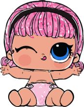 A Cute Cartoon Character with Pink Hair and Blue Eyes