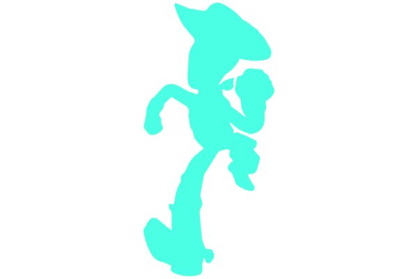 Vivid Blue Silhouette of a Cartoon Character