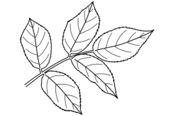 Simplistic Line Drawing of a Leafy Branch