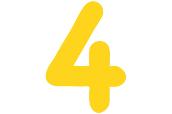 Vibrant Yellow Number Four Logo