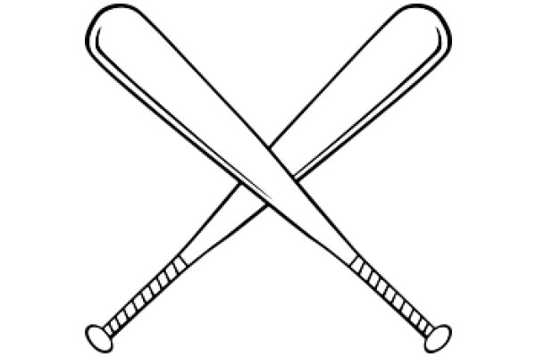 A Simple Line Drawing of Two Baseball Bats