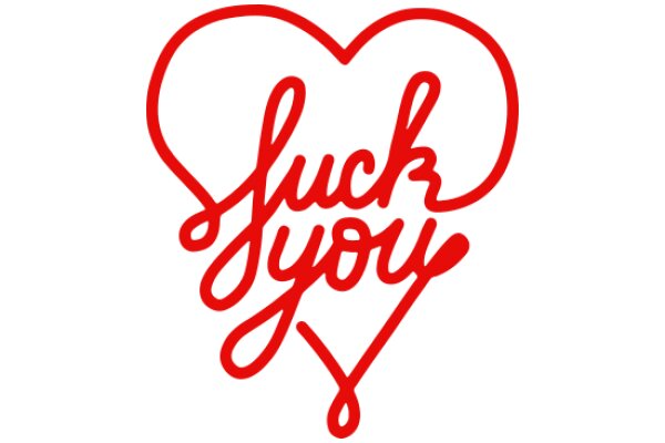 Red Heart with the Word 'Suck You' in Red Curly Script