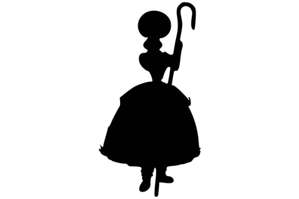 Silhouette of a Shepherd with a Cane