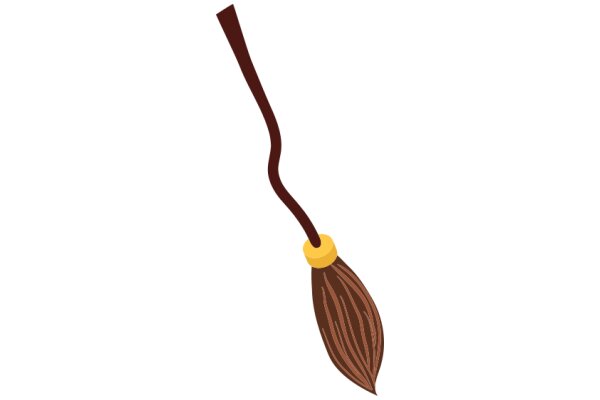 A Whimsical Illustration of a Broom with a Yellow Ring