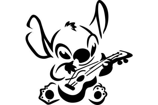 Stylized Illustration of a Kangaroo Playing a Guitar