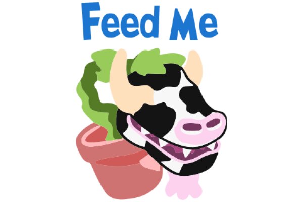 Feed Me: A Playful Illustration of a Cow and a Plant