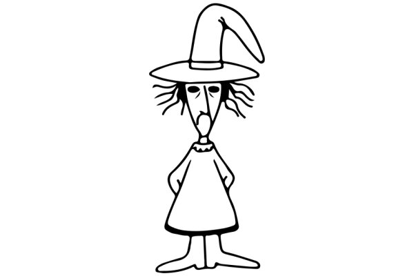 A Whimsical Illustration of a Wizard in a White Hat