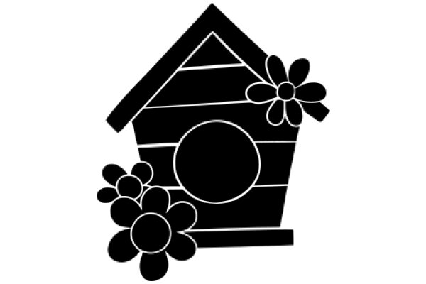 AHouse with Flowers and a Birdhouse