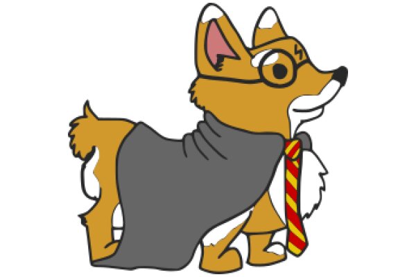 A Cute Cartoon of a Fox in a Coat and Tie