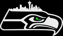 Seattle Seahawks Logo with the Space Needle in the Background