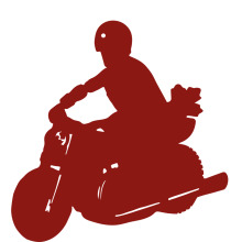 A Silhouette of a Motorcyclist in Red