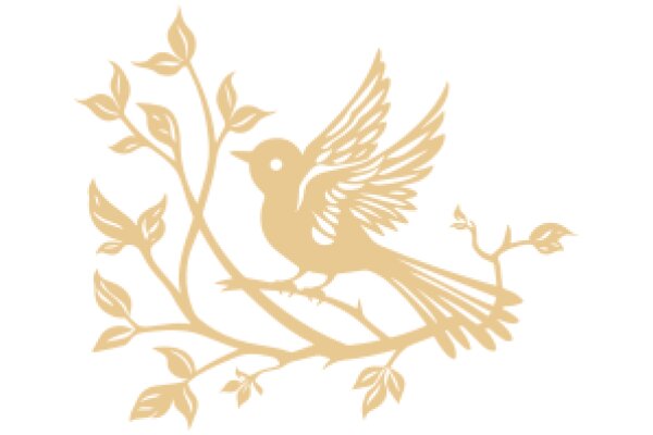 A Golden Silhouette of a Bird Perched on a Branch