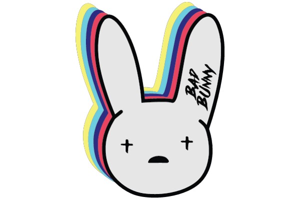 Vibrant Rainbow Bunny with a Cross on Its Head