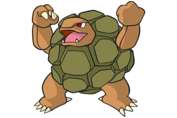 Adorable Cartoon Turtle with a Big Smile and a Fist Pump