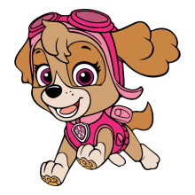 Adorable Animated Dog in a Pink Pilot Outfit