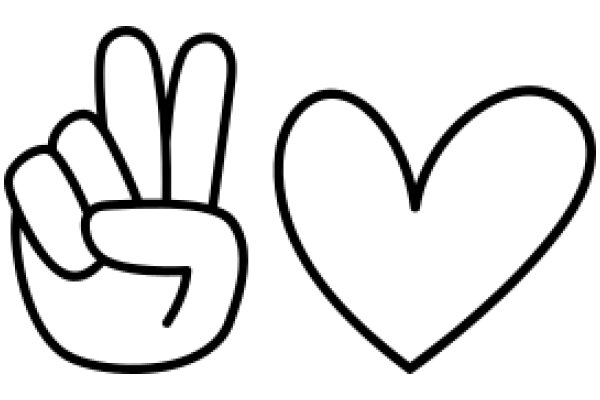 Simplistic Line Drawing of a Peace Sign and a Heart