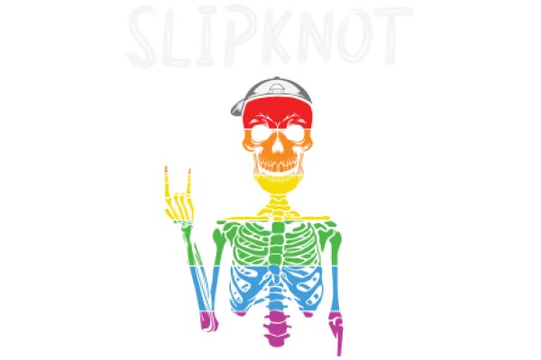 Vibrant Skeleton with a Hat and a Skateboard, Embracing the Spirit of Slipknot