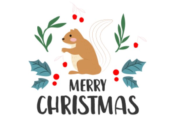 Merry Christmas: A Festive Illustration Featuring a Charming Beaver and Seasonal Greetings