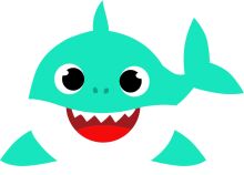 Vibrant Teal Cartoon Shark with a Friendly Smile