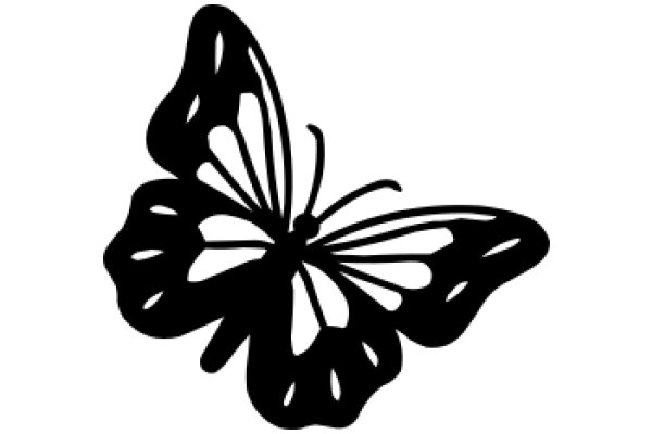 Stylized Black Silhouette of a Butterfly