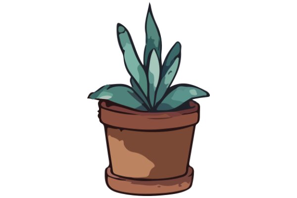 A Digital Illustration of a Potted Plant with Pointy Leaves