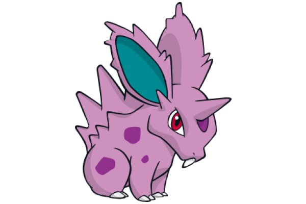 Cute Purple Cartoon Dragon with Blue Ear