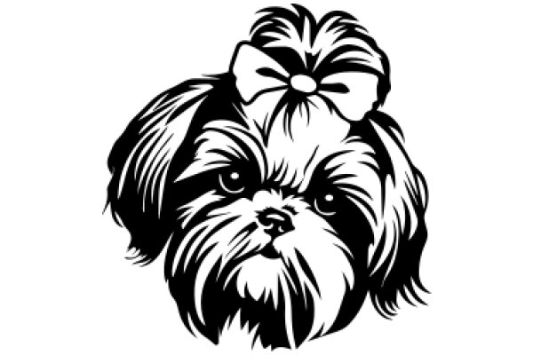 Stylish Shaggy Dog with a Bow: A Illustration