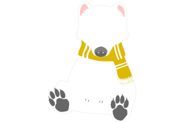 A Whimsical Illustration of a Bear with a Scarf and Paws