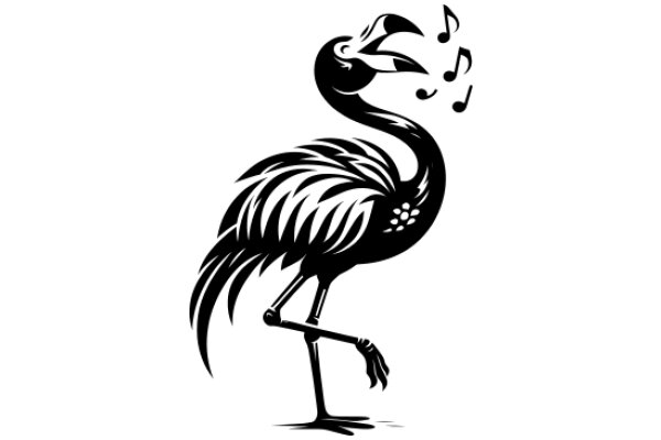 Stylized Flamingo with Musical Notes