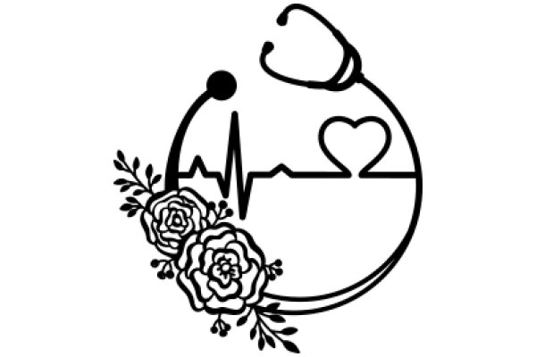 A Stylized Medical Logo with a Heart and Flowers