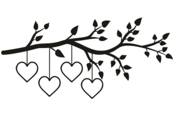 Silhouette of a Tree with Heart-Shaped Leaves