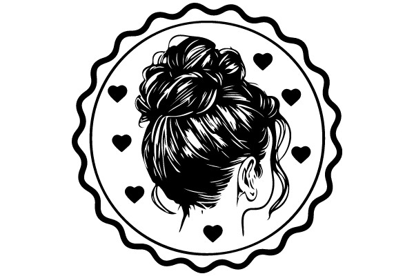 Illustration of a Woman's Profile with Hearts