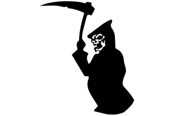 Silhouette of a Ghostly Figure with a Scythe