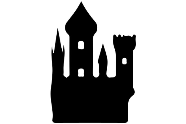 Silhouette of a Medieval Castle and Town