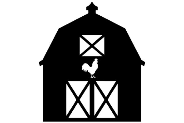 Silhouette of a Barn with a Rooster on Top