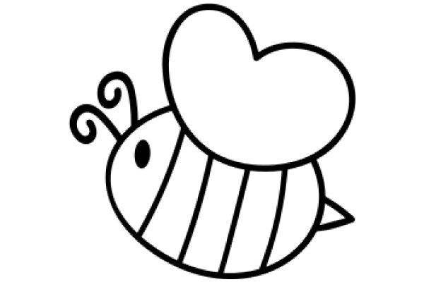 Simplistic Line Drawing of a Bee with a Heart-Shaped Body