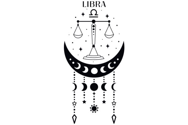 Zodiac Libra Symbol with Moon and Stars