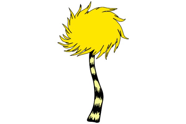 A Whimsical Yellow Fluff with a Striped Stem